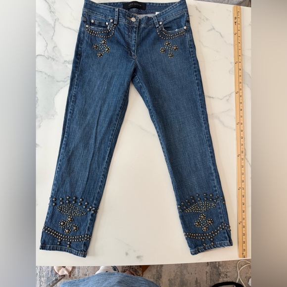 Flavio Castellani Blue Embellished Jeans size 8 - Picture 1 of 8